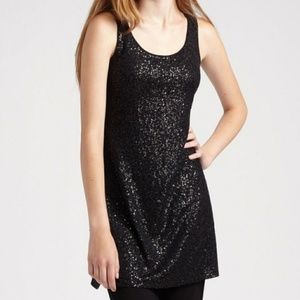 Eileen Fisher Black Sequin Silk Dress